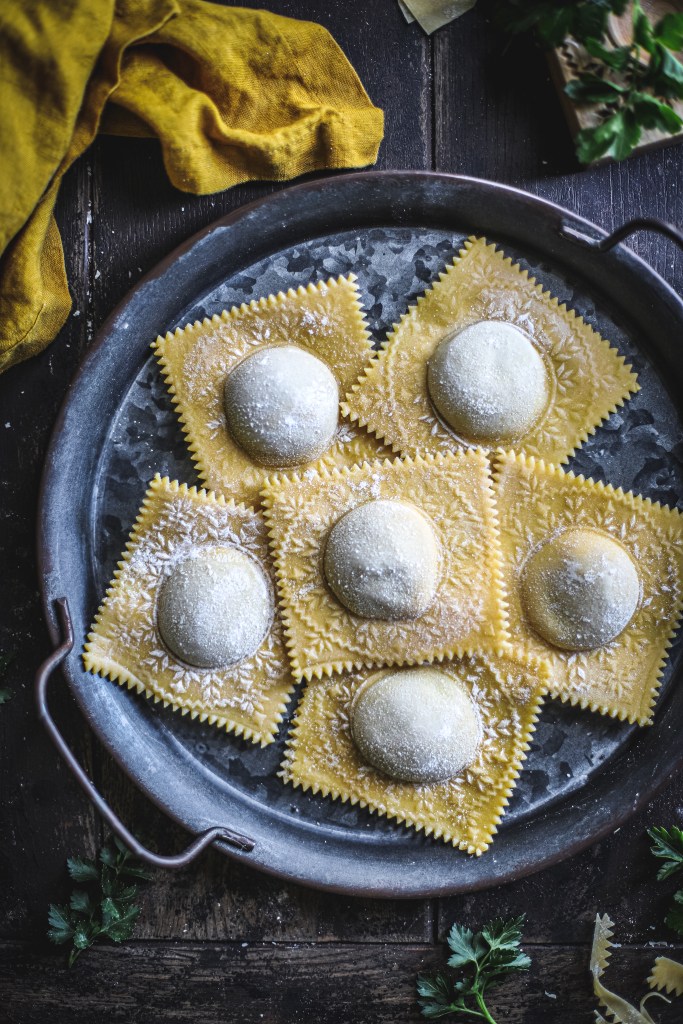Spinach and Caramelized Onion Ravioli with Brown Butter